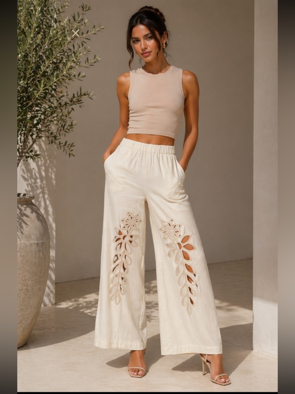 New CIEBON  Elegant Cream Women's Pants size S